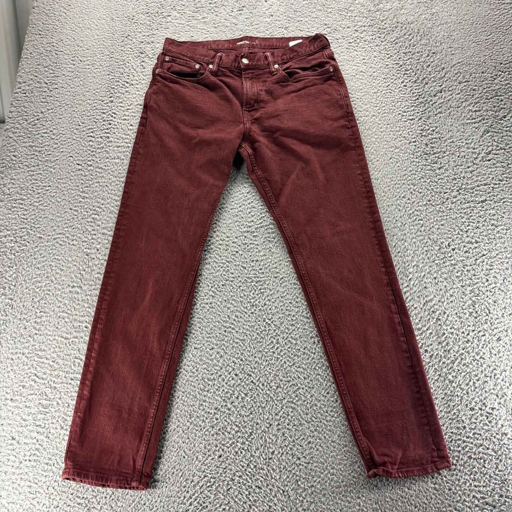 Old Navy Jeans Mens 33x32 Burgundy Cotton Stretch Skinny Fit Denim